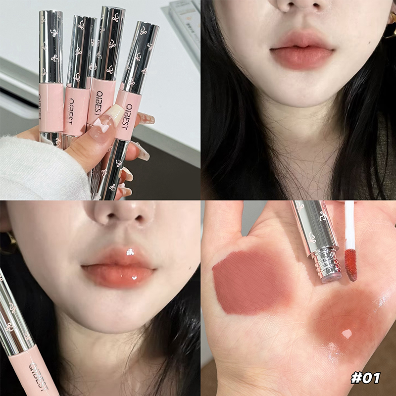 Lip Tint Korean - QIBEST ملمع شفاه مزدوج الرأس ماتي